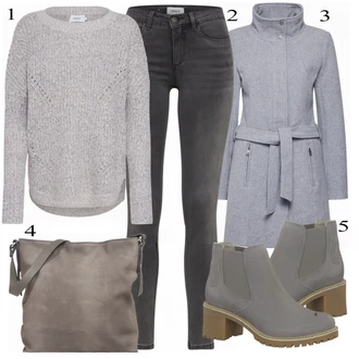 Outfity na zimu s ?edá Pletený Od?v Only "Only"