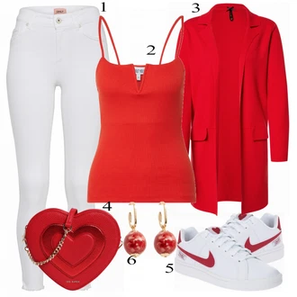 Outfit s Červená Kardigan Key Largo "Only"