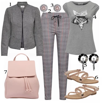 Outfit s Šedá Tričko & Top Móda Pro Plnoštíhlé Heine "Pouze Blazer"