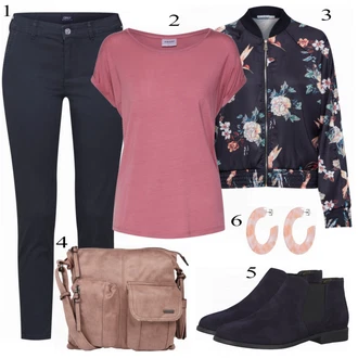 Outfit s Modrá Kozačka Tamaris "Pouze Chino"