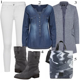 Outfit s Modrá/Tmavě Modrá/Světle Modrá Halenka Džínsová Blůza JdY "Pouze svetřík"