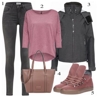 Outfity špatného vkusu Móda pro plnoštíhlé s Fialová/Hnědá/Růžová/Červená Tričko s 3/4 rukávem/Ležérní top/Dlouhý top/Dlouhá košile/Košilový top/Krátký top/Jednoduchý top Only "OnlyŠedá"