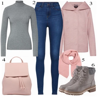 Outfit s Šedá/Fialová/Hnědá/Béžová Bunda s Kapucí/Fleecová Bunda Pletená Fleecová Bundy/Merino bunda/Vlněná Bund/Udržitelná bunda Only "Only Bunda"