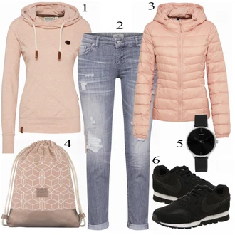Outfit s Růžová Prošívaná Bunda/Podzimní bunda/Puchová Bund/Bunda s Kapucí/Sbalitelné Bund/Nafukovací Bund/Letní peřová bunda/Udržitelná bunda/Zimní Bund Only "Only Bunda"
