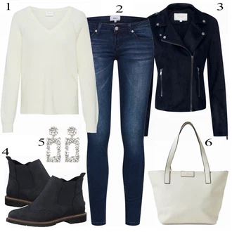 Ležérní Outfit s Modrá/Tmavě modrá Džínové Legíny/Jeggings Only "Only Džíny"Look: Styl, Ležérní, Cool, Francouzské, Krásný, Bezešvé, Sportovní