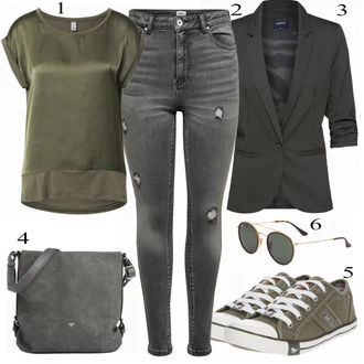 Outfit s Šedá Teniska/Zimní bota Mustang "Only Džíny"