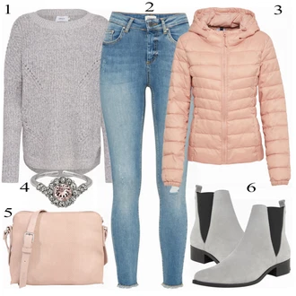 Outfit s Šedá Kozačka/Zvonová Kalhoty/Chelsea Boty Edited "Only Vzhled"