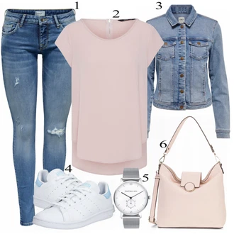 Čtvrtinový rukáv Outfit s Růžová Halenka Móda Pro Plnoštíhlou/Halenka a Tunika Tunika/Tričko & Top Móda Pro Plnoštíhlé Only "Only Vzhled"