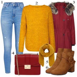 Outfit s Žlutá Pletený Oděv Only "Only Vzhled"