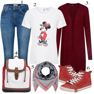 Outfit s Červená Kardigan Only "Only Vzhled"