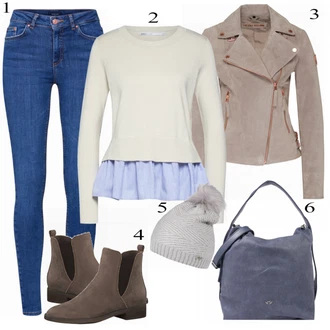 Motorka Outfit s Šedá/Béžová/Hnědá/Fialová Podzimní bunda/Motorkářská bunda/Manšestrová Bunda/Letní Bund/Neobvyklá bunda/Jarní bunda/Vlněná Bund/Motorkářské Bund/Kožené Bund/Bunda s Bočním Zipem Freaky Nation "Only Svetr"Look: Jízda na koni, Motorka