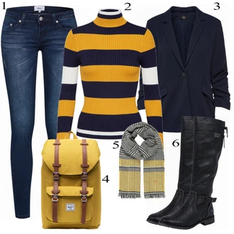 Ležérní Outfit s Modrá/Tmavě modrá Džínové Legíny/Jeggings Only "Only Svetr"Look: Styl, Ležérní, Cool, Francouzské, Krásný, Bezešvé, Sportovní