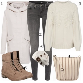 Outfit s Šedá Pletený Oděv Only "Only Svetr"