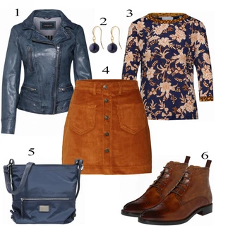 Outfit s Modrá Kožené Bund Oakwood "Only rock"
