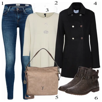 Outfit s Černá/Tmavě modrá/Světle modrá Vojenský Kabát/Kabát z Kabanosu About You "Outfit"