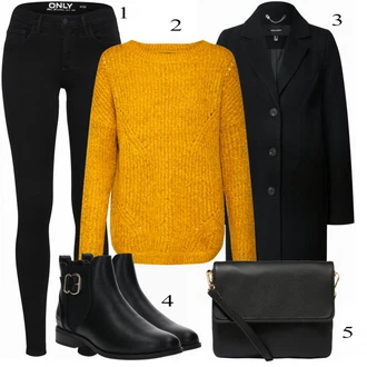 Outfit s Žlutá Pletený Oděv Only "Zimní Outfit"