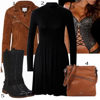 Zimske Outfiti mit Rdeča Usnjena Jakna Vila "Oblačila za pomlad"