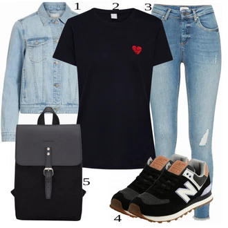 Outfit s Černá Teniska New Balance "Outfit pro jaro"