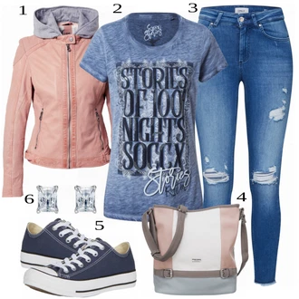 Outfit s Béžová Kožené Bund Gipsy "Outfit pro jaro"