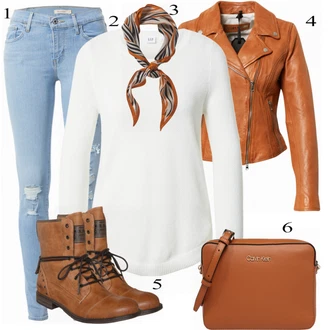 outfit mit Oranžna Usnjena Jakna Freaky Nation "Oblačila za pomlad" outfit mit Oranžna Usnjena Jakna Freaky Nation "Oblačila za pomlad"