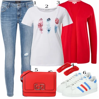 Ležérní outfity s Červená Calvin Klein "Praktický vzhled"
