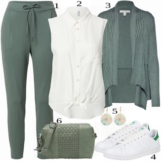 Stan Smith Outfit s Zelená/Bílá Kožené tenisky/Nízká Teniska/Úzká teniska/Vintage teniska Adidas Originals "Jarní outfit"