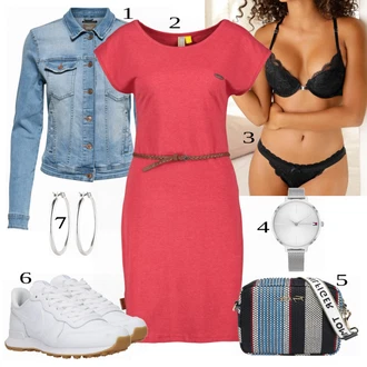 Outfit s Černá/Bílá Podprsenka Balconette/Bralette/Prsatější střih podprsenky/Krajková podprsenka/Trojúhelníkový Podprsenek/Podprsenka s kosticemi Lascana "Skvělý vzhled pro volný čas"