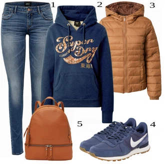Outfit s Modrá Superdry "Podzimní Outfit"