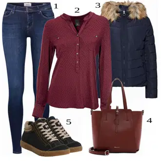 Outfit sa Crvena Bluza Heine "Outfit za jesen"