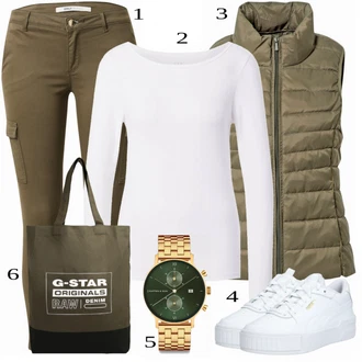 Outfit s Tmav? zelená/Khaki Funk?ní Kalhoty/Úzká Kalhoty/Stre?ová Kalhoty/Skinny Kalhoty/Zimní Kalhoty/Cargo Tepláky/Cargo Kalhoty/Twillová Kalhoty/Trekingová kalhoty Only "Cool ka?dodenní outfit"