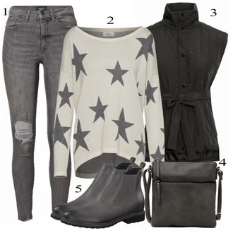 Outfit s Šedá/Tmavě zelená/Khaki/Světle šedá/Černá/Hnědá Potisknout Svetr/Svetr z Jemné Pleteniny/Kašmírový Svetr/Basic Svetr/Svetr Niki/Svetr na kojení/Svetr Carmen/Svetr s Kulatým Výstřihem/Třpytivý Svetr/Jednoduchý Svetr Only "Podzimní Look"