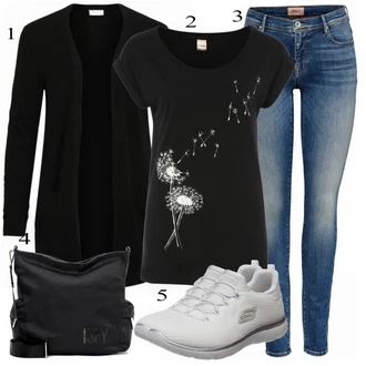 Outfit s Šedá Nazouvací teniska Skechers "Ulice Styl Outfit"