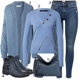 Outfit s Černá Kozačka Rieker "Praktický vzhled"