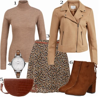 Outfit s Hnědá Kovbojská kotníková bota/Kozačka se zipem/Westernová Kotníková Bota/Plochá Kotníková Bota/Vintage Kotníková Bota/Chelsea Boty/Jezdecká Bota/Kotníková Bota s Podšívkou/Kožená kotníková bota/Ovčí Kožešinová Bota About You "Outfit na podzim"