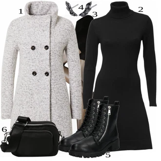 Outfit s Černá/Šedá Mokasín/Mokasín/Lodička s Přezkou/Teniska s dírkovaným vzorem/Chunky Tenisky/Barefoot bota/Tenisky s Bočním Zipem About You "Trendový podzimní outfit"