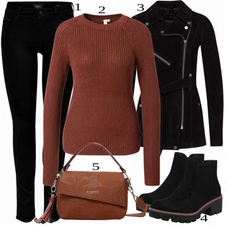 outfit mit Bela/Črna Škorenj Rieker "1"