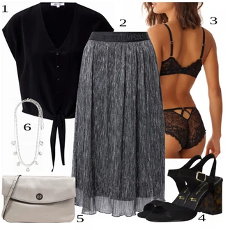 Outfit s Černá/Šedá Krajková podprsenka/Sada kalhotek podprsenky/Krajkový Set spodního prádla/Bralette PETITE FLEUR GOLD "Módní outfit pro volný čas"