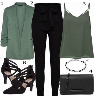 Outfit s Černá Střmenová Kalhoty/Paperbag Kalhoty/Kalhoty s Vysokým Pasem/Pletený Legín VERO MODA "Skvělé pro práci"