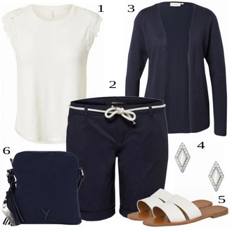Dlouhé Outfit s Tmavě modrá Pletenina veľkej veľkosti/Halenka Móda Pro Plnoštíhlou/Halenka a Tunika Kaffe "Outfit na léto"