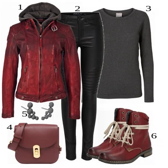 outfit mit Rdeča Škorenj Rieker "Zimski oblačil"