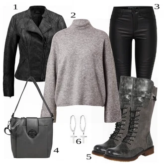 outfit mit Siva/Modra Škorenj Rieker "Oblačila za prosti čas"