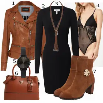 Outfit s Černá Pletené Šaty/Svetrové Šaty/Úzké Šaty/Zimní šaty s dlouhým rukávem/Pouzdrová Šat/Zimní Pletené Šaty/Šaty s dlouhým rukávem Object "Módní vzhled na podzim"