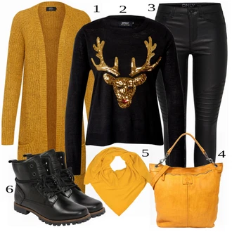 Outfit s Černá Šněrovací Kotníková Bota/Bojová Bota/Motorkářská bota Dockers by Gerli "Outfit v podzimních barvách"