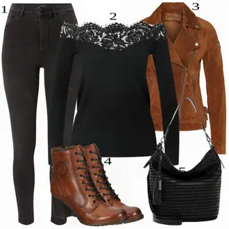 Outfit s Šedá/Hnědá/Khaki/Béžová Bunda s Bočním Zipem/Kožené Bund Kožená vintage bunda/Bunda z Umělé Kůže/Motorkářské Bund/Kožené Bund/Motorkářská bunda Freaky Nation "Praktický vzhled"