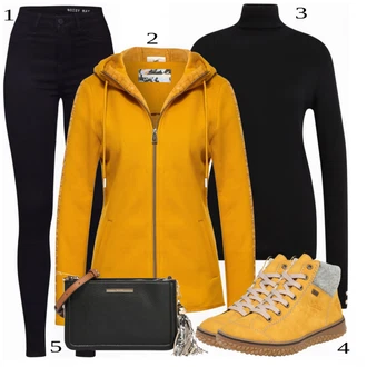 S podšívkou Outfit s Černá/Tmavě modrá Motorkářské Džíny/High Waist Džínové Kalhoty/Push up Džín/Kožená bunda/Kožené Boty/Termální Džíny/Zimní bunda Noisy may "Praktický vzhled"