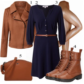 Outfit s Tmavě Modrá/Modrá Košilové šaty/Šaty s Páskem About You "Teplé podzimní barvy Outfitu"