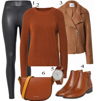 Outfit s Červená Pletený Oděv Only "Outfit v teplých podzimních barvách"