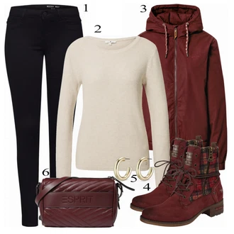 Outfit s Černá/Tmavě šedá/Tmavě modrá Kožená bunda/Kožené Boty/Slim Fit Džíny/Zimní bunda/Pánské tričko/Sweat Džíny/Motorkářské Džíny/Push up Džín/Termální Džíny Noisy may "Teplé podzimní barvy Outfitu"