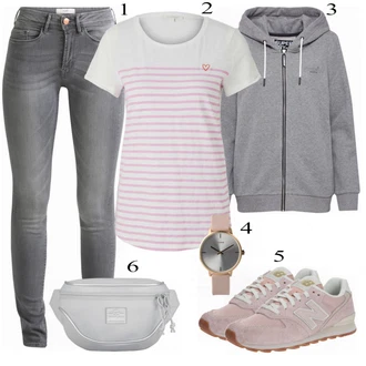 Outfit s Šedá Mikina s kapucí Superdry "Outfity pro každý den"