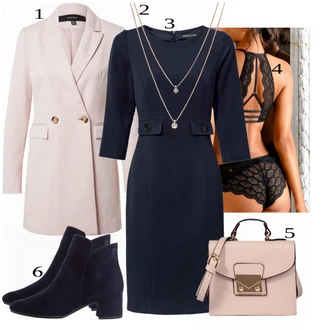Outfit s Růžová/Černá/Bílá/Oranžová Prsatější střih podprsenky/Bralette/Trojúhelníkový Podprsenek/Krajková podprsenka Lascana "Konferenční Outfit"